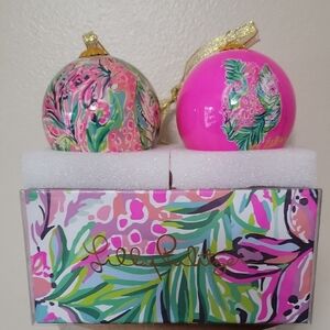 💐HP! Lilly Pulitzer Pink and Green Ornaments